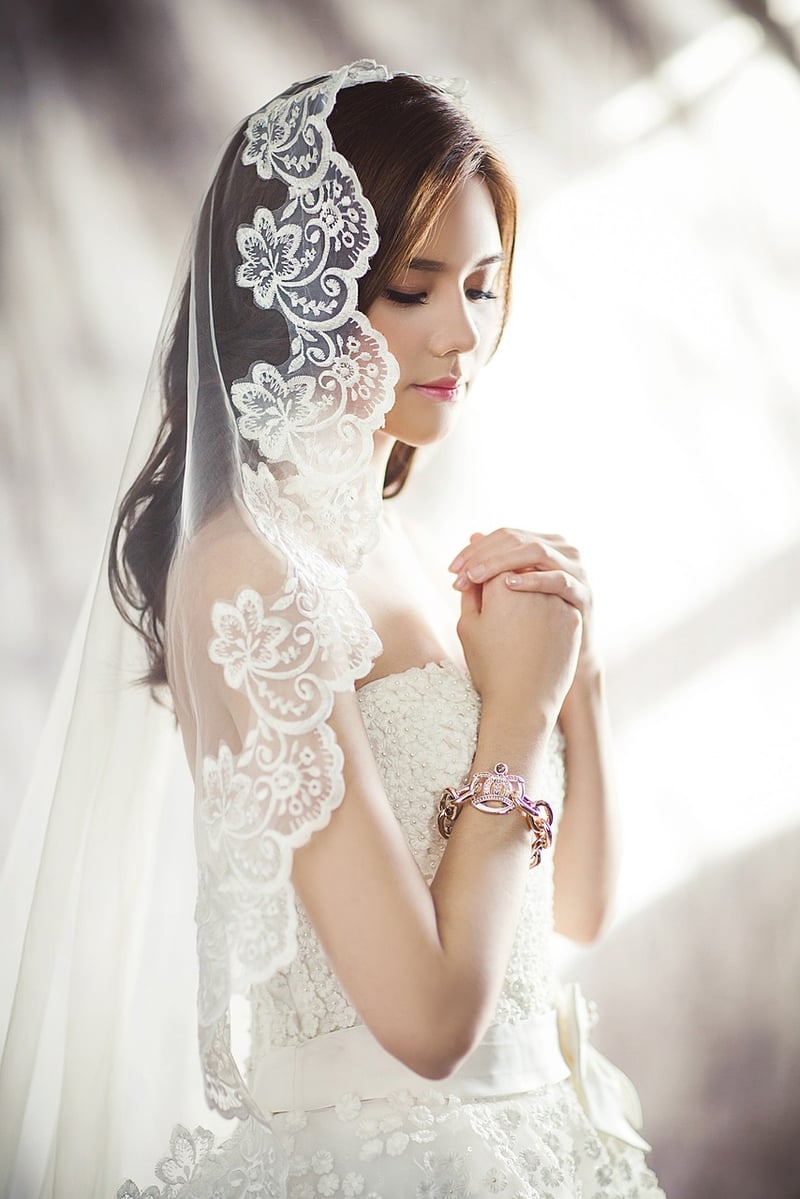 Vintage Bride with Lace Veil